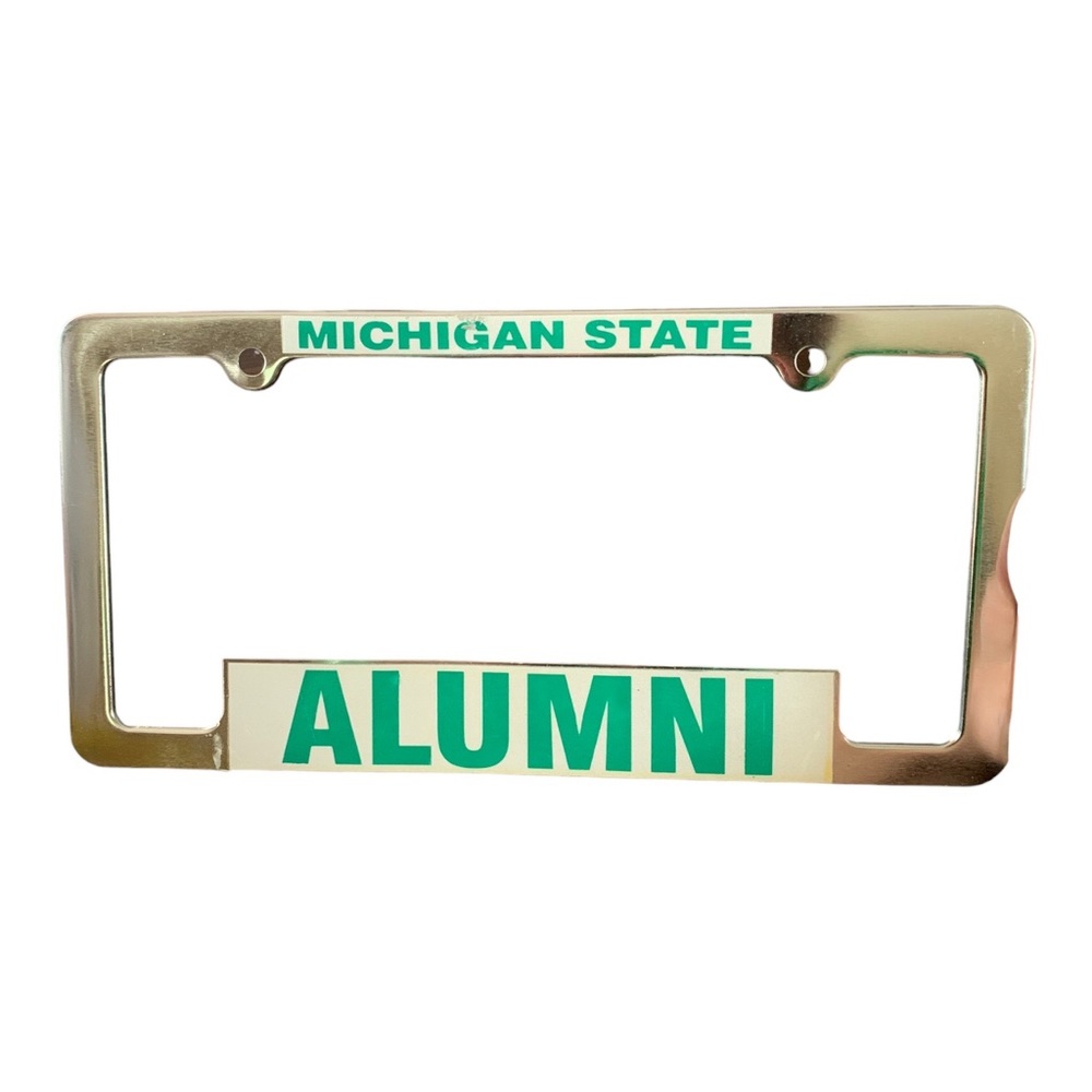 Michigan State Alumn License Plate Frame - Silver Finish -